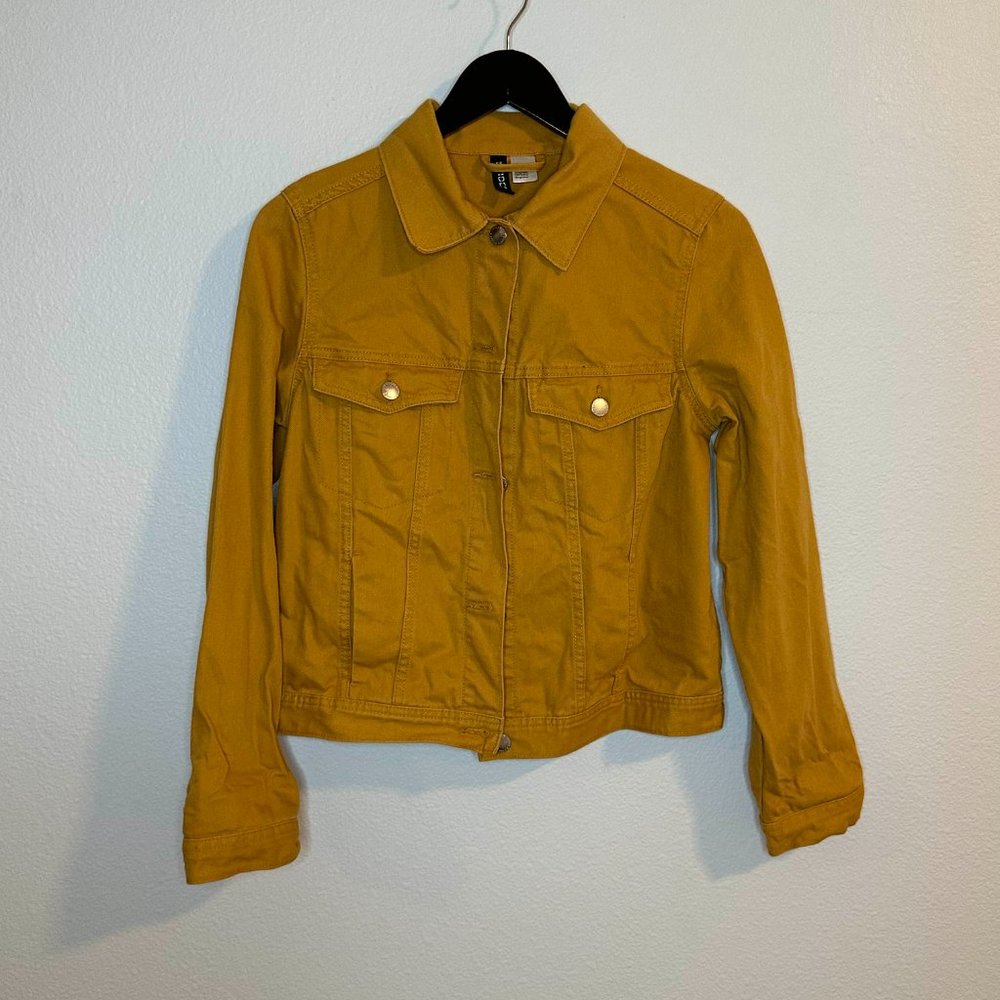 H&M Jackets & Coats | H&M Divided Yellow Mustard Denim Jean Jacket Size Small
